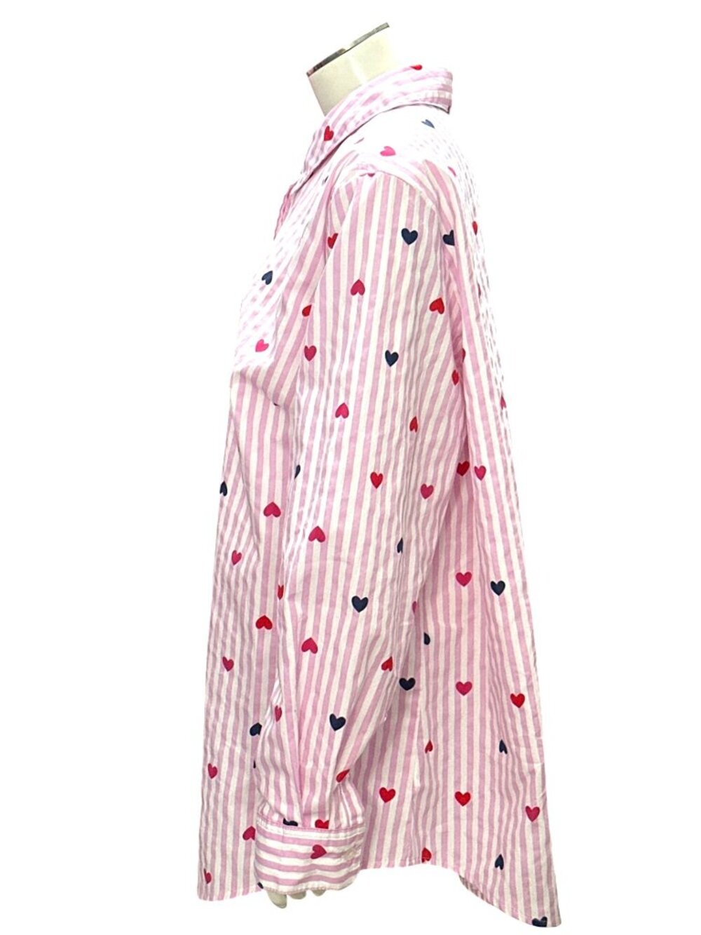 Woman Within 18 20 Pink Striped Heart Button Down Shirt Long Sleeve Loose Fit - Picture 4 of 11